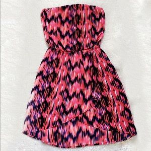 NWOT Express strapless multicolor abstract dress